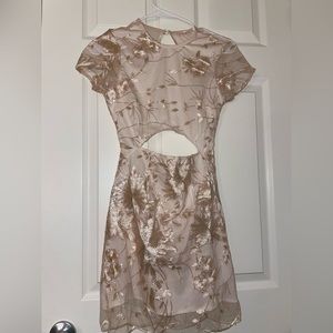 Lucy in the Sky - gold backless mini dress